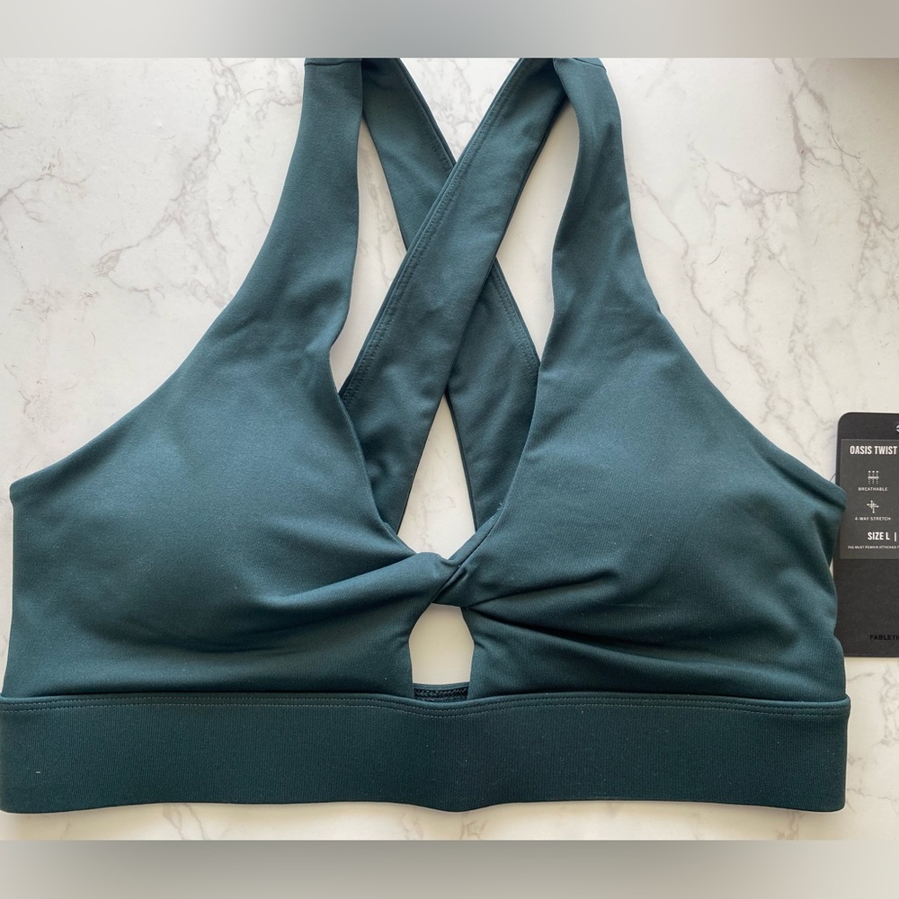 Fabletics Deep Green Cross-Back Sports Bra